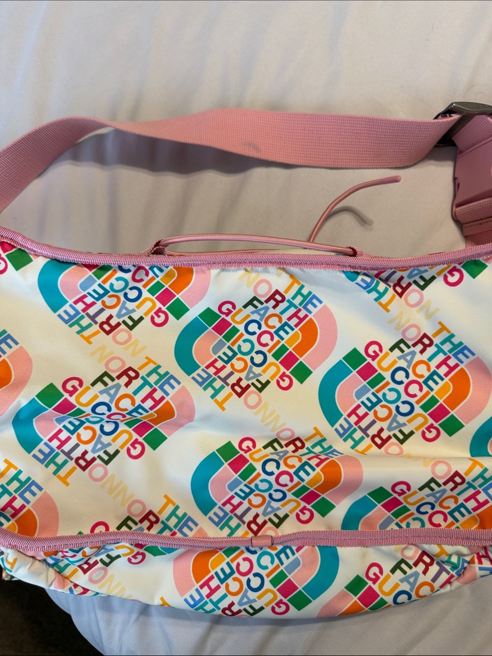 Gucci x The North Face Pink Multicolor Logo Print Crossbody Belt Bag - Picture 8 of 8
